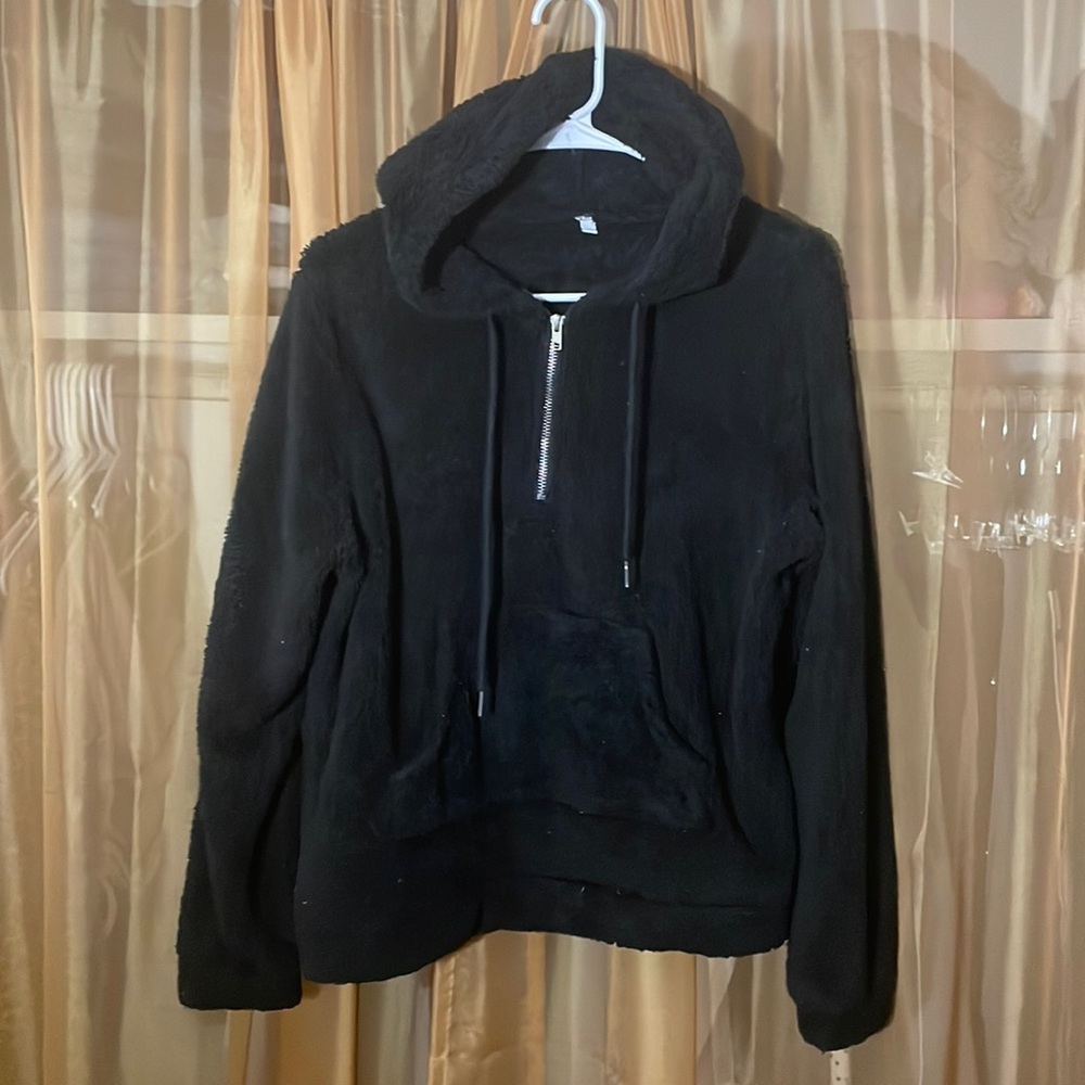 Fuzzy black quarter zip